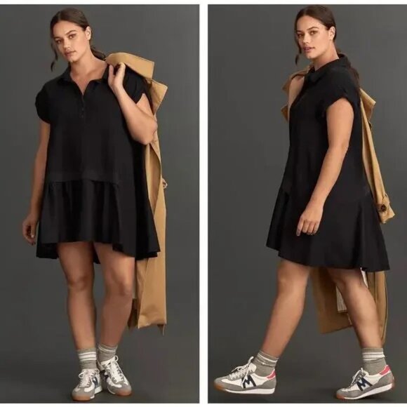 ANTHROPOLOGIE x DAILY PRACTICE Offsides Mini Dress Black Polo Large - Picture 4 of 9
